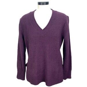 Banana Republic Womens Small Pull-Over Sweater Long Sleeve Maroon Knitted V-Neck